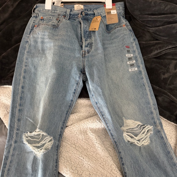 Levi's Denim - Levi's Women's Light Blue Distressed 501 Jeans